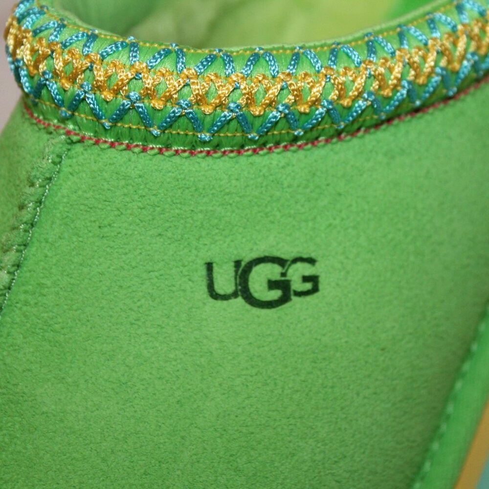 UGG YOUTH 4 WOMEN'S 6 TAZZ SUEDE SHEARLING LINED SLIPPERS GREEN BLUE - Picture 7 of 9